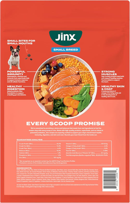 Jinx Premium Grain-Free Dry Dog Food, for All Lifestages - Real Salmon, Sweet Potato & Carrot Puppy Kibble with Superfoods for Immune Support & Probiotics for Digestive Support - No Fillers - 4lb