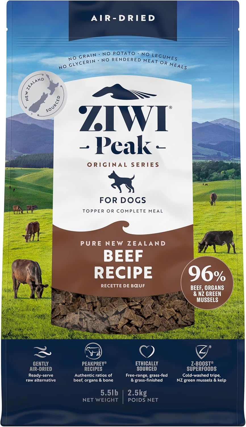 ZIWI Peak Air-Dried Dog Food – Beef - All Natural, High Protein, Grain Free, Limited Ingredient w/ Superfoods (16oz)